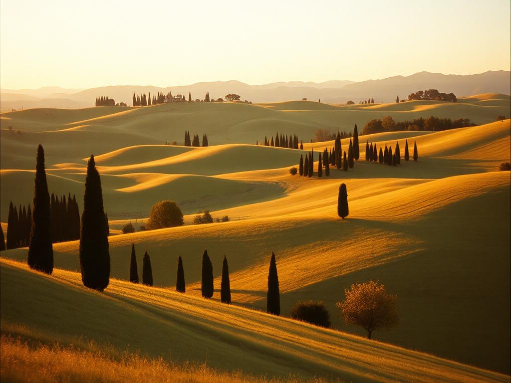 Cypresy, kopce a ticho Val d'Orcia